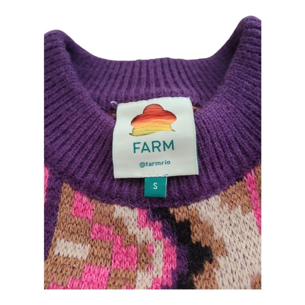 NWOT FARM Rio Striped Colorful Patchwork Sweater Size Small - Picture 11 of 13